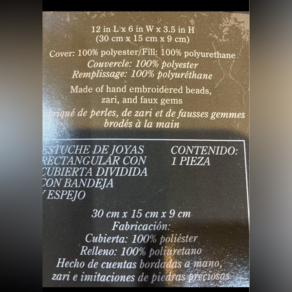 Anthology Hand-Embroidered Beaded Jewelry Box - Dark Brown Paisley - Picture 2 of 5